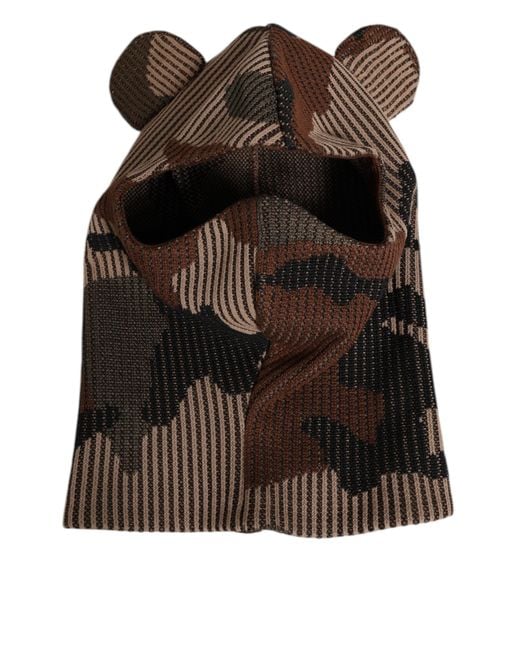 Dolce & Gabbana Brown Camouflage Balaclava Mask Cap Hat for men