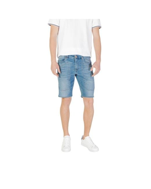 Jeckerson Blue Cotton Bermuda for men