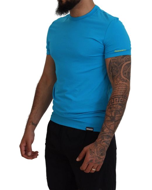 DSquared² Blue Modal Short Sleeves Crewneck T-Shirt for men