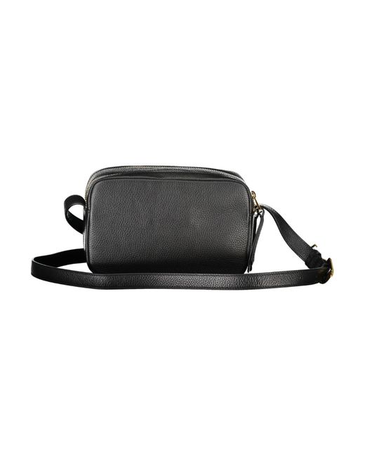 Coccinelle Black Elegant Leather Shoulder Bag With Logo