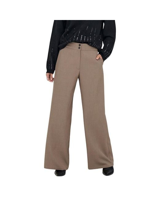 Jacqueline De Yong Brown Polyester Flared Pants
