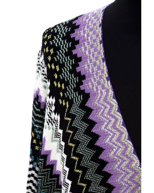 Missoni Blue Chic Geometric Fringed Poncho In Multicolor