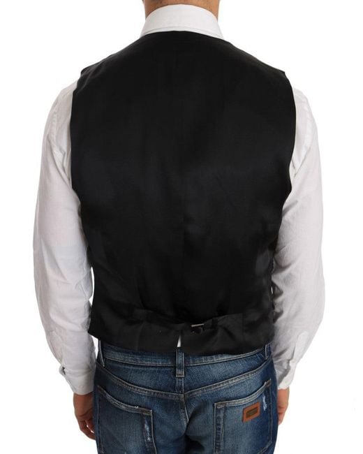 Dolce & Gabbana Dolce Gabbana Black Wool Silk Vest for men