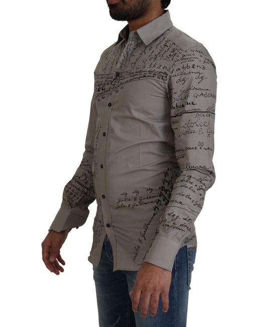 Dolce & Gabbana Gray Elegant Slim Fit Cotton Dress Shirt for men