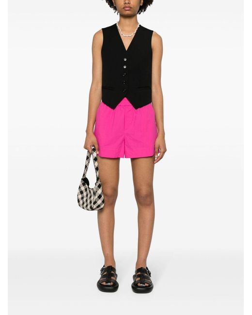 P.A.R.O.S.H. Pink Elasticated-Waist Cotton Shorts