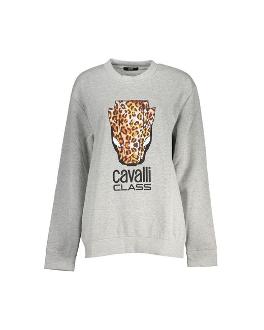 Roberto Cavalli Gray Polyester Sweatshirt