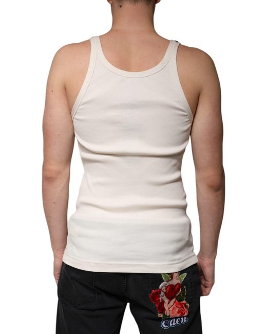 Dolce & Gabbana White Ribbed Tank Top Classic Style for men