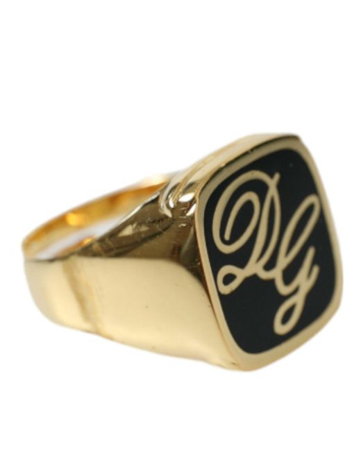 Dolce & Gabbana Natural Elegant Plated Logo Engraved Ring for men