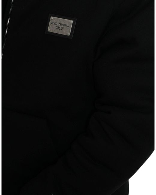 Dolce & Gabbana Black Elegant Bomber Jacket With Hood for men