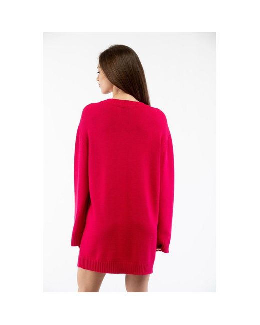 Moschino Red Fuchsia Wool Casual Dress