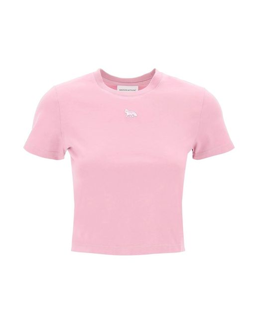 Maison Kitsuné Pink "Cropped Baby Fox T Shirt