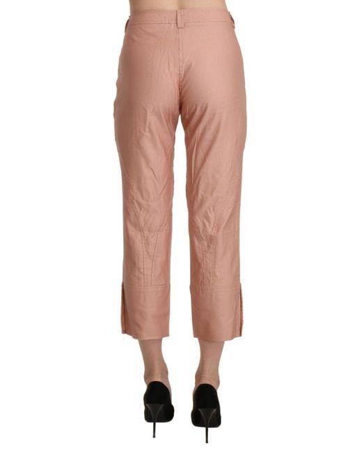 Ermanno Scervino Pink Cotton High Waist Cropped Trouser Pants
