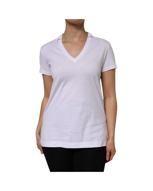 Dolce & Gabbana Purple V-Neck Cotton Short Sleeves T-Shirt