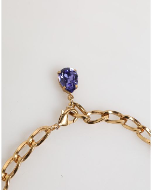 Dolce & Gabbana White Brass Crystal Pearl Floral Pendant Jewelry Necklace