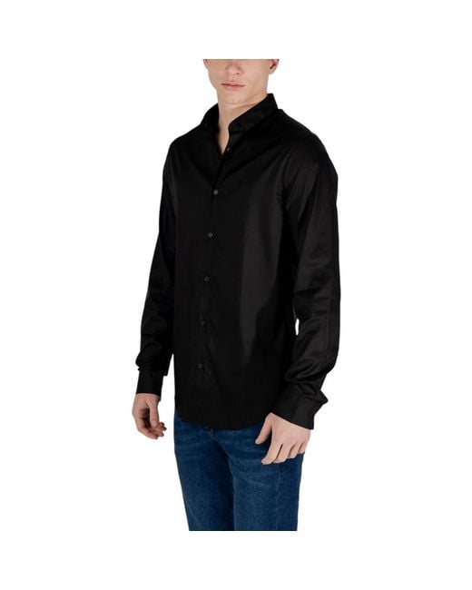 ARMANI EXCHANGE Black Lyocell Shirt for men