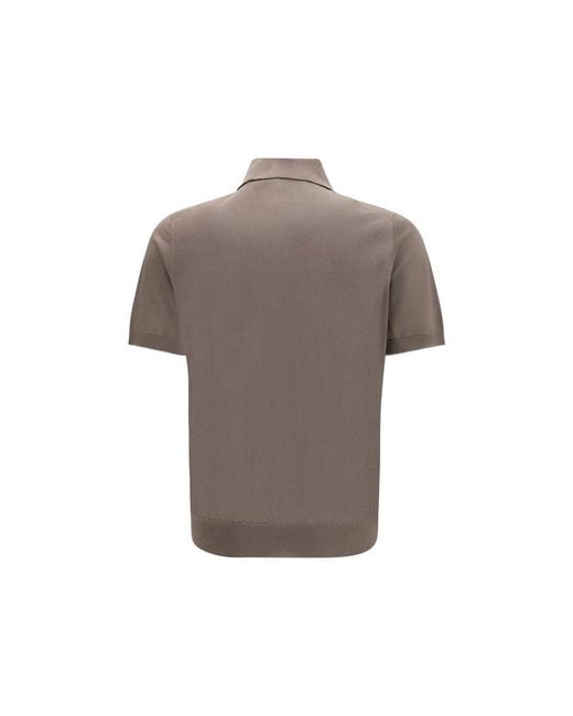 Brunello Cucinelli Brown Cotton Polo Shirt for men