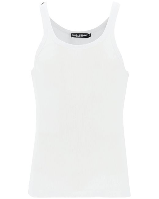 Dolce & Gabbana White "Ribbed Slim Shoulder Tank Top for men