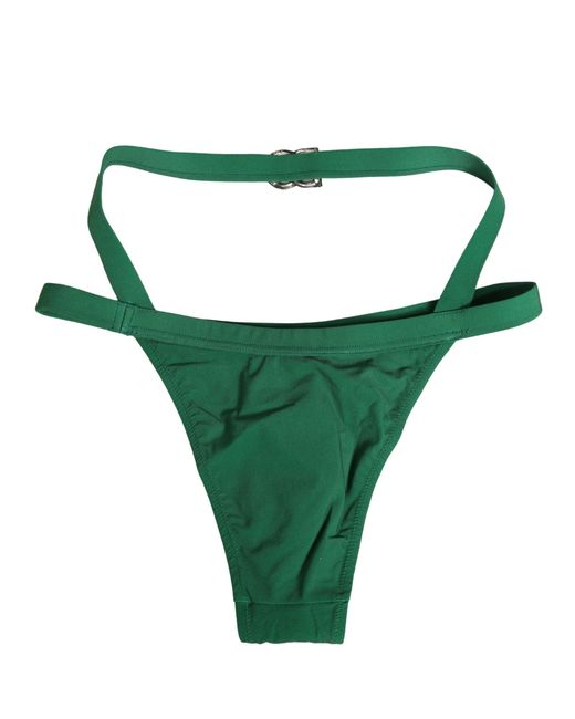 Dolce & Gabbana Green Logo Plaque Nylon Brief Panty Underwear