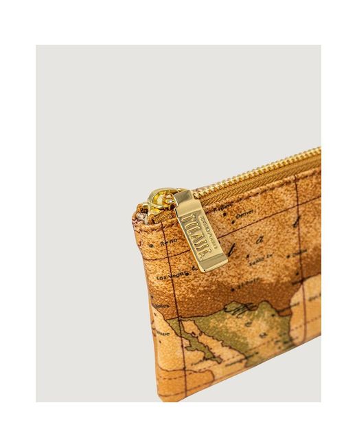 Alviero Martini 1A Classe Metallic Beige Leather Clutch Bag