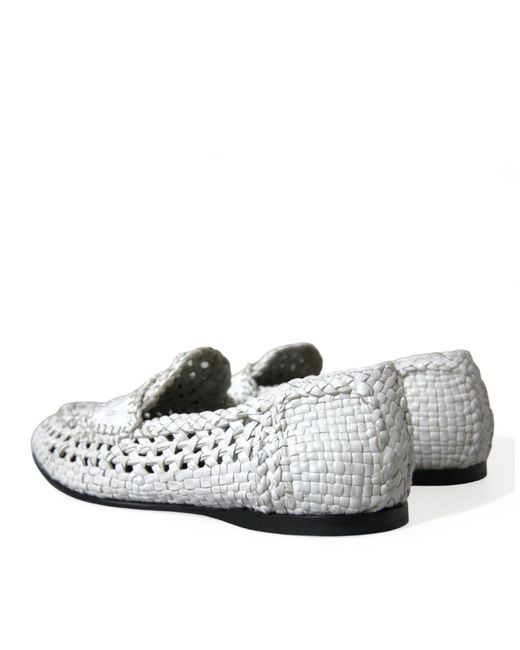 Dolce & Gabbana White Elegant Loafer Slip-Ons for men