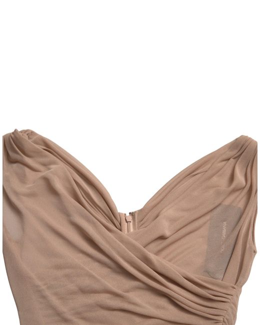 Dolce & Gabbana Natural Viscose V-Neck Sleeveless Tank Top