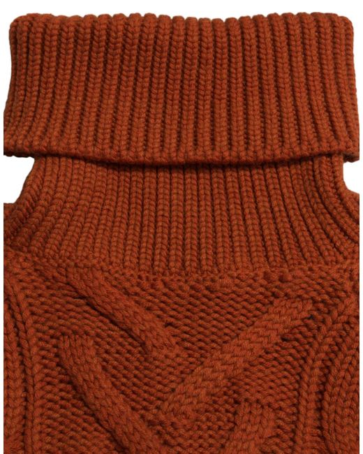Dolce & Gabbana Red Wool Knit Turtleneck Pullover Sweater