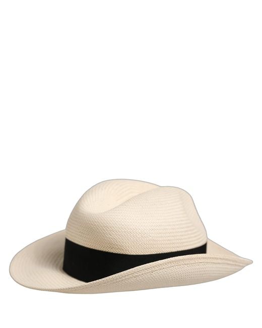 Dolce & Gabbana Black Men White Paper Straw Fedora Panama Capello Hat for men