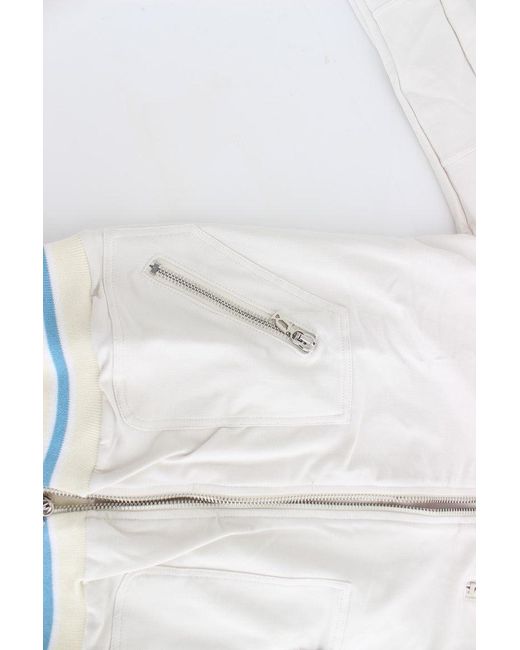 John Galliano White Mock Zip Cardigan Sweatshirt Sweater