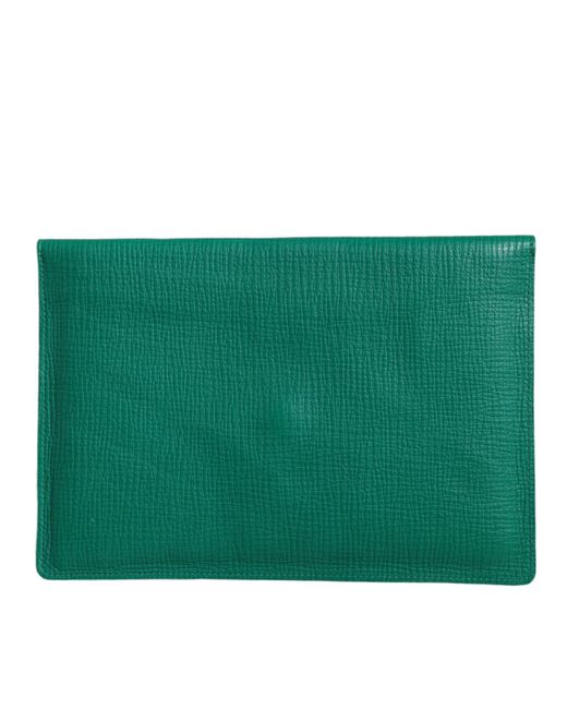 Dolce & Gabbana Green Leather Handbag Clutch Mini Purse Pouch Tablet Case