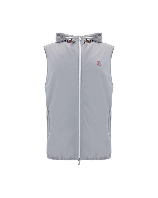 Brunello Cucinelli Gray Waterproof Vest for men