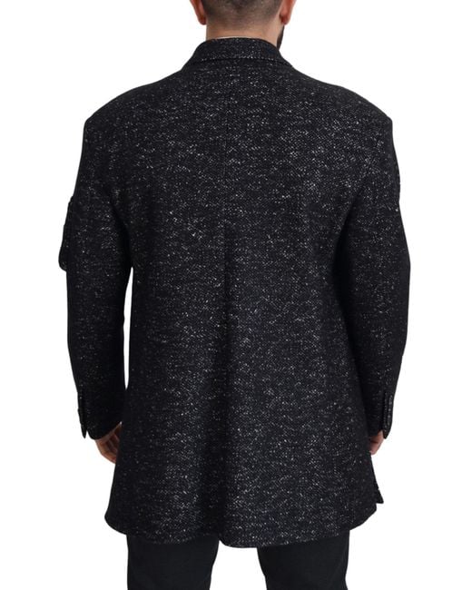 Dolce & Gabbana Black Wool Double Breasted Coatjacket for men