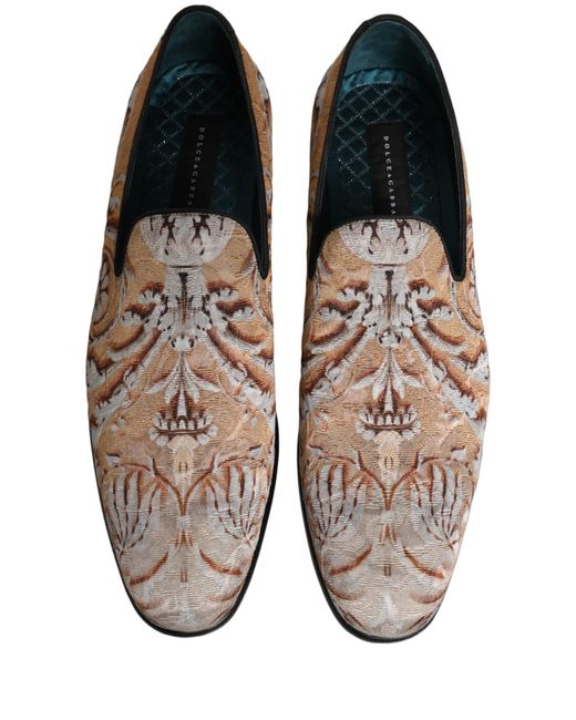 Dolce & Gabbana Multicolor Gold Brocade Baroque Men Loafers Shoes for men
