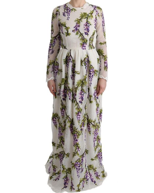 Dolce & Gabbana White Floral Embroidered Maxi Dress