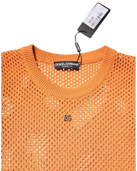 Dolce & Gabbana Black Orange Cashmere Round Neck Sleeveless T for men