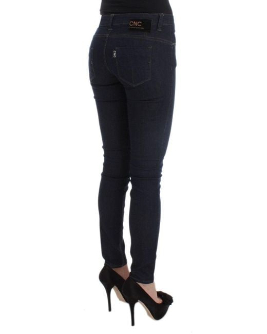 CoSTUME NATIONAL Cotton Blend Slim Fit Jeans Blue Sig32580