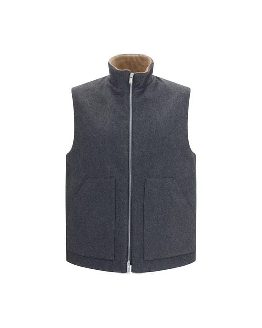 Lardini Blue Gray Wool Oves Aries Sleeveless Jacket for men