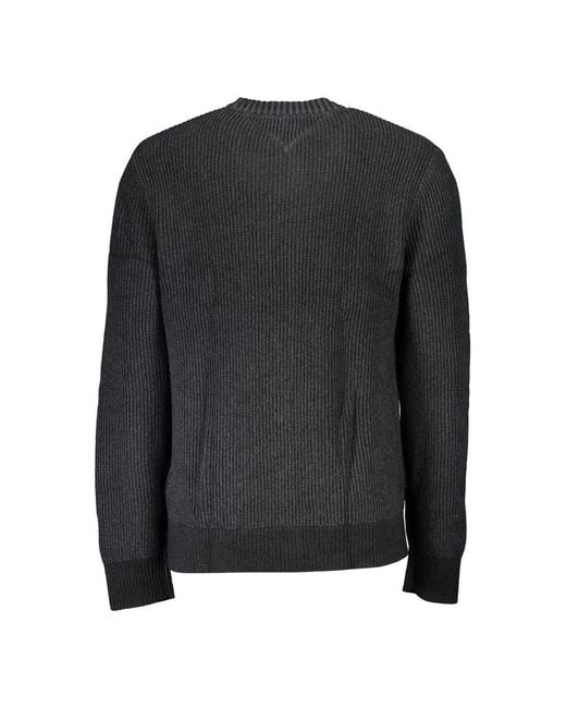 Tommy Hilfiger Black Elegant Crew Neck Cotton Sweater for men