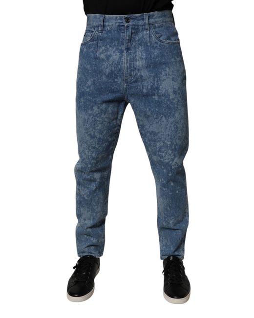 Dolce & Gabbana Blue Tie Dye Cotton Skinny Denim Jeans for men