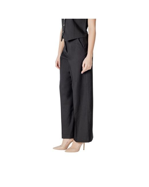 Ichi Black Polyester Casual Pants