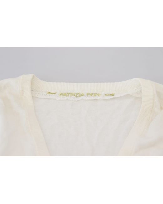 Patrizia Pepe White V-neck Long Sleeves Blouse Top
