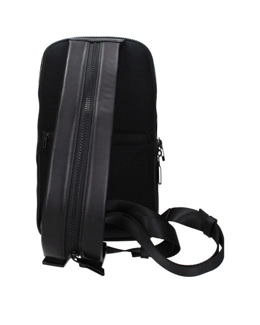 Piquadro Black Leather Backpack for men