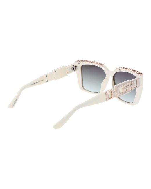 Guess Metallic White Plastic Sunglasses