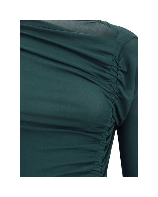 Ferragamo Green Ferragamo Draped Midi Dress