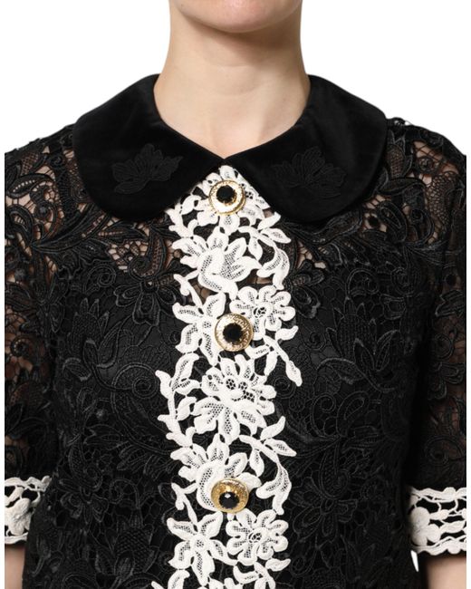 Dolce & Gabbana Black Floral Lace Embellished Mini Dress for men