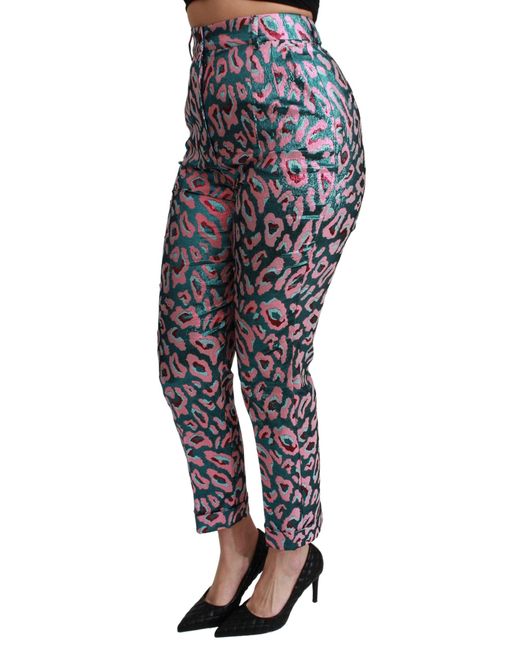 Dolce & Gabbana Black Dolce Gabbana Multicolor Patterned Cropped High Waist Pants