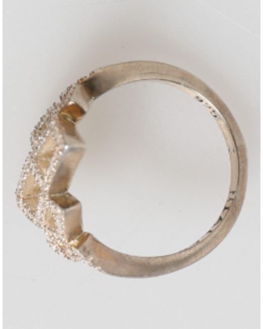 Nialaya Natural Geometric Diamond Shape Pave Cz Crystal Jewelry Ring