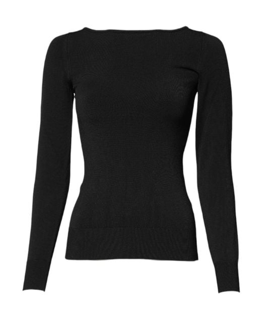Dolce & Gabbana Black Viscose Long Sleeves Pullover Top for men