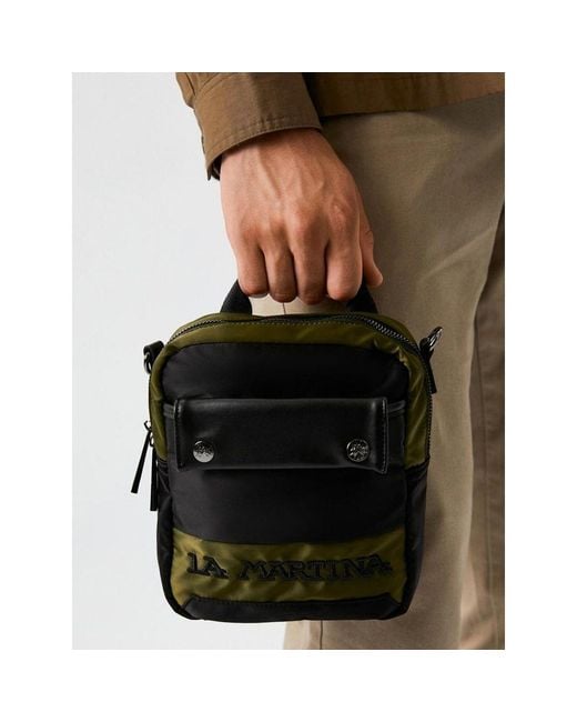 La Martina Black Nylon Crossbody Bag for men
