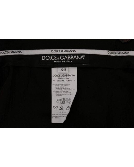 Dolce & Gabbana Black Wool Stretch Formal Pants for men