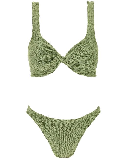 Hunza G Green Juno Metallic-Effect Bikini Set